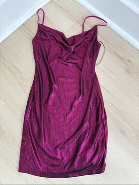 Sincerely Jules Fuchsia Cowl Neck Mini Dress